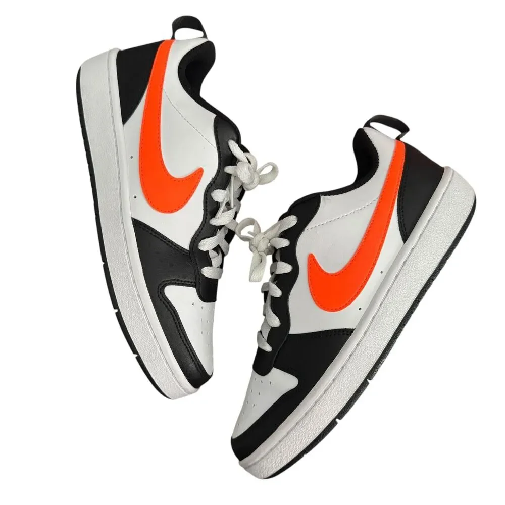 Nike Court Borough Low 2 Shoes Boys Size 6Y White Black Orange BQ5448-115